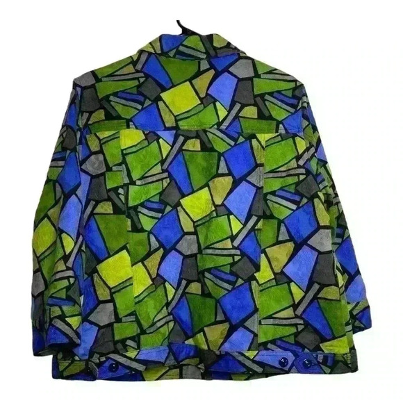 Hearts of palm artistic vibrant color block button front casual blazer-size 16 - Picture 3 of 9